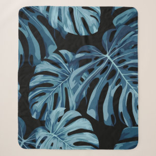 Cobertor Sherpa Fábrica tropical de Monstera/design de planta dom