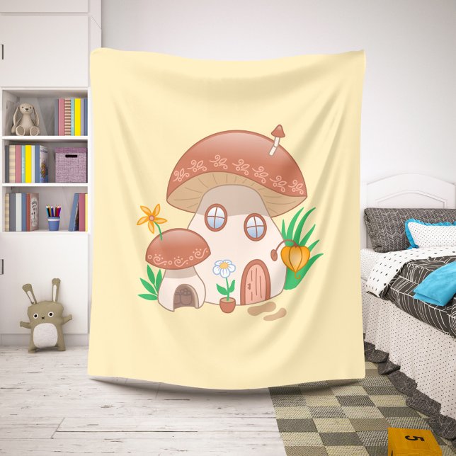 Cobertor Sherpa Fada Branca Cogumelo Amarelo (Criador carregado)