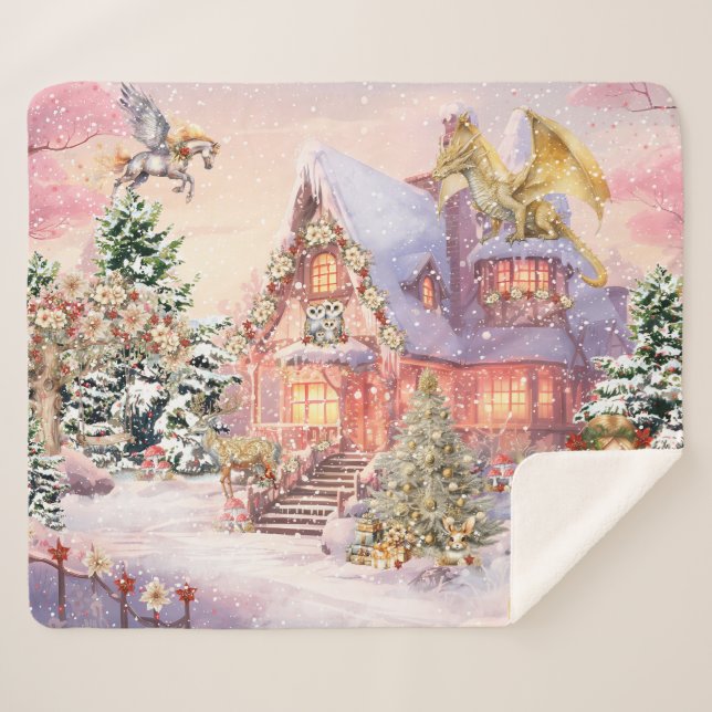 Cobertor Sherpa Fada Mágica e Caprichosa de Natal (Frente (Horizontal))