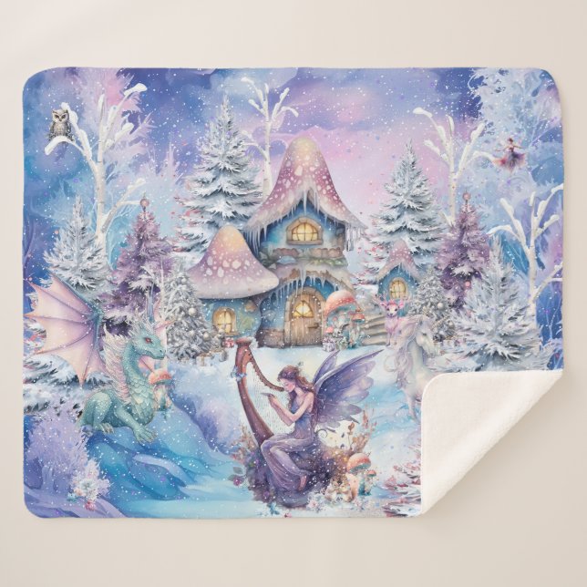 Cobertor Sherpa Fada Mágica e Caprichosa de Natal (Frente (Horizontal))