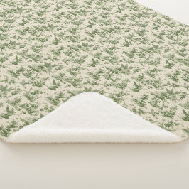 Cobertor Sherpa Fadas da Floresta Verde Padrão Toile de Jouy