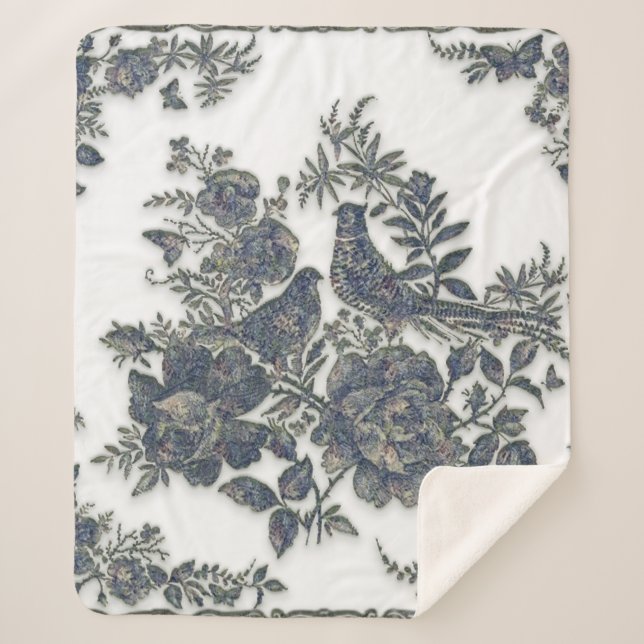 Cobertor Sherpa Faisão em flores (Frente)