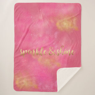 Cobertor Sherpa Faísca Dourado cor-de-rosa chamativo e brilho