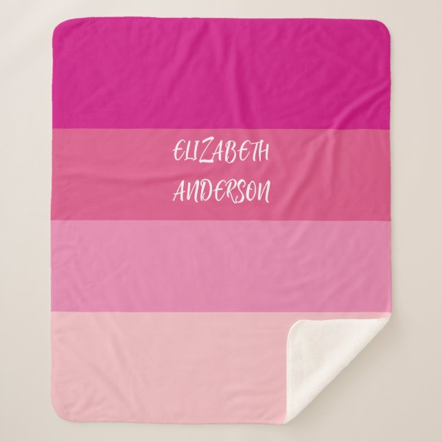 Cobertor Sherpa Faixa Horizontal Rosa Colorblock (Frente)