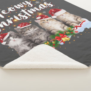 Cobertor Sherpa Família Cat Meowy Correspondendo Papais noeis de p