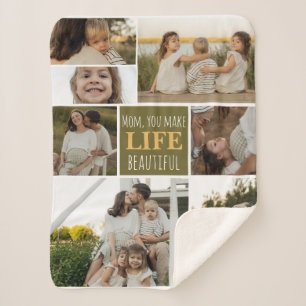 Cobertor Sherpa Família de Foto Macia e Aconchegante da Mamãe