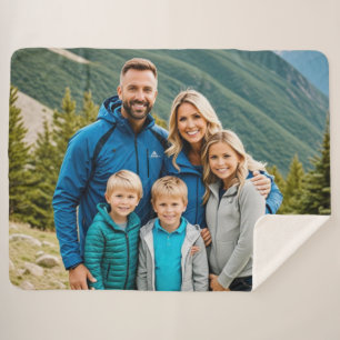 Cobertor Sherpa Família de Fotografias Personalizada 1
