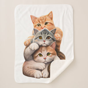 Cobertor Sherpa Família de gatos felizes