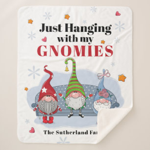 Cobertor Sherpa Família de Gnomos Feriados de Natal Personalizado