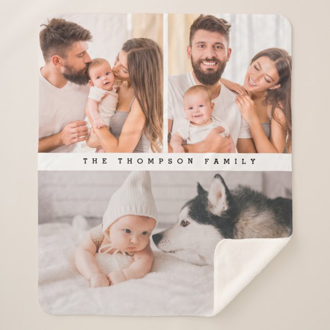 Cobertor Sherpa Família doméstica simples personalizada com múltip (Frente)