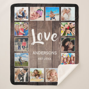 Cobertor Sherpa Família Farmhouse Rustic Farmhouse de Colagem de F