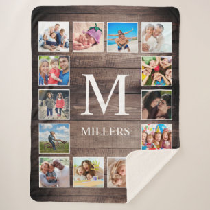 Cobertor Sherpa Família Farmhouse Rustic Farmhouse de Colagem de F