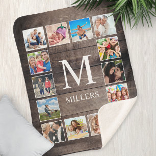 Cobertor Sherpa Família Farmhouse Rustic Farmhouse de Colagem de F