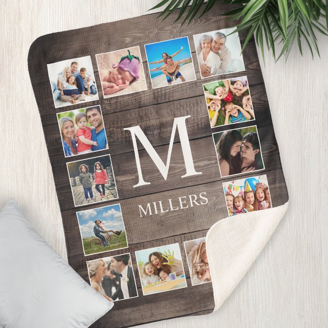 Cobertor Sherpa Família Farmhouse Rustic Farmhouse de Colagem de F (Criador carregado)