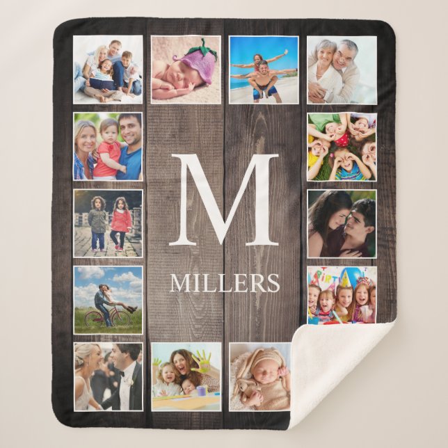 Cobertor Sherpa Família Farmhouse Rustic Farmhouse de Colagem de F (Frente)