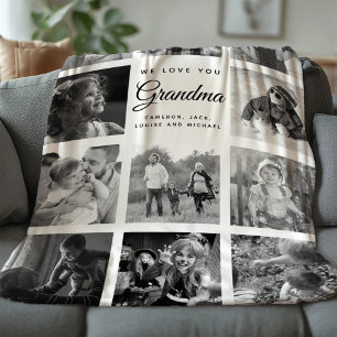 Cobertor Sherpa Família Vovó de Colagem de Fotos Elegante Moderna