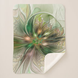 Cobertor Sherpa Fantasia Abstrata Moderna Colorida Flor Fractal