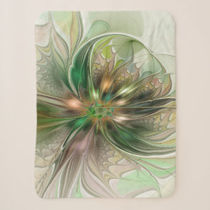 Cobertor Sherpa Fantasia Abstrata Moderna Colorida Flor Fractal