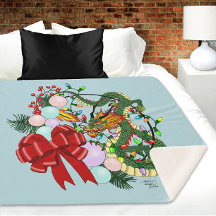 Cobertor Sherpa Fantasia de Dragão Chinês no Aro de Natal Fantasia