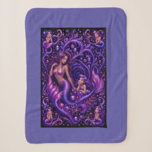 Cobertor Sherpa Fantasia de Mermaid Violeta Duo Sonho Oceânico Art