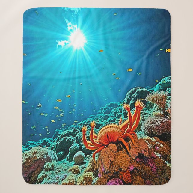 Cobertor Sherpa Fantasia de Raio de Luz Oceânico (Frente)
