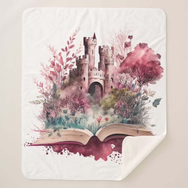Cobertor Sherpa Fantasy Book Lover Design (Frente)
