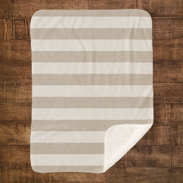 Cobertor Sherpa Farmhouse Beige Stripes Sherpa Blanket