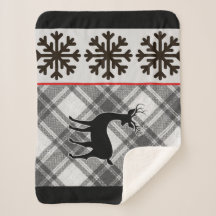 Farmhouse Black White Xadrez Buffalo Deer Snowflak
