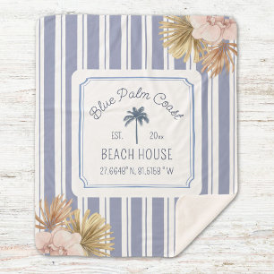 Cobertor Sherpa Farmhouse do Boho Coaster da Beach House Blue Stri