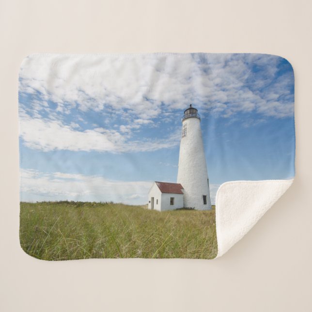 Cobertor Sherpa Faróis | Farol de Massachusetts (Frente (Horizontal))