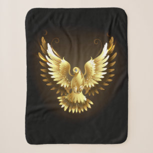 Cobertor Sherpa Faux Gold Foil Peace Dove em Preto