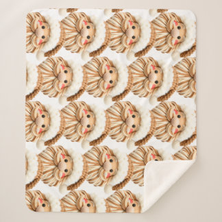 Cobertor Sherpa Faux yarn notch-hook Santa face Christmas