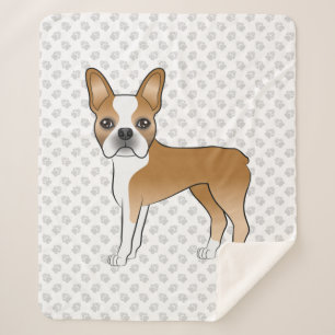 Cobertor Sherpa Fawn Boston Terrier - Cartoon Adorável Cão e patas