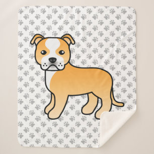 Cobertor Sherpa Fawn E White Staffordshire Bull Terrier Dog