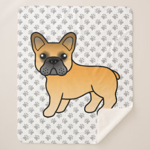 Cobertor Sherpa Fawn French Bulldog Cachorro de Cartoon