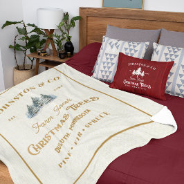 Cobertor Sherpa Fazenda de Árvore de Natal Russo Dourado Burlap