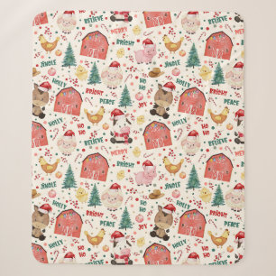 Cobertor Sherpa Fazenda de natal em branco