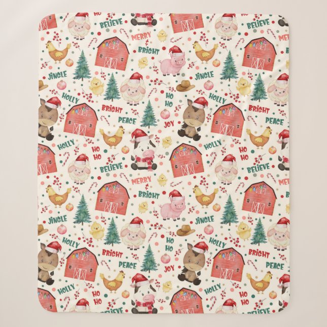 Cobertor Sherpa Fazenda de natal em branco (Frente)