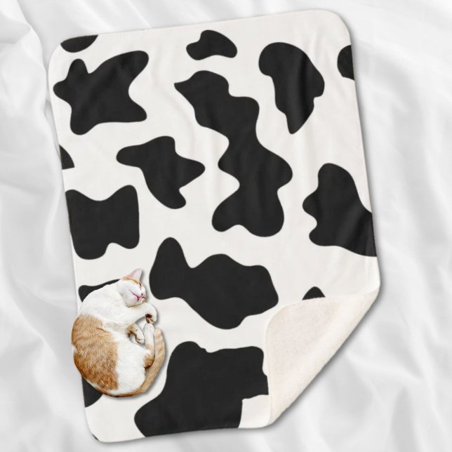 Cobertor Sherpa fazenda leiteira, preto e branco, de raça branca (cute black and white farm dairy cow print sherpa blanket)