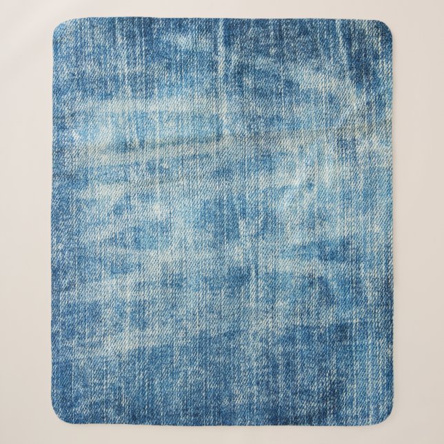 Cobertor Sherpa Fechamento de Denim Azul Texturizado (Frente)