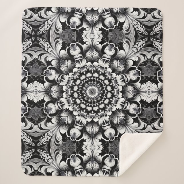 Cobertor Sherpa Felicidade Preto e Branco (Frente)