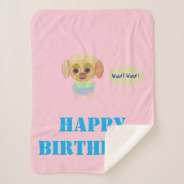 Cobertor Sherpa Feliz Aniversário Pink Fleece Blanket