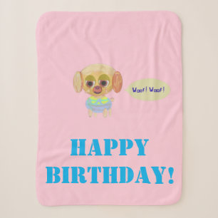 Cobertor Sherpa Feliz Aniversário Pink Fleece Blanket