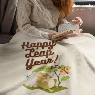 Cobertor Sherpa Feliz Ano do Salto, 29 de fevereiro, Vintage Earth
