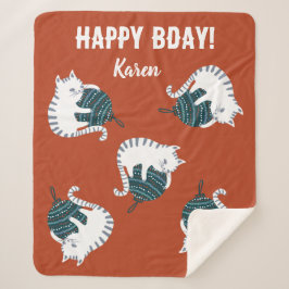 Cobertor Sherpa Feliz BDAY Baby Tabby gatinho