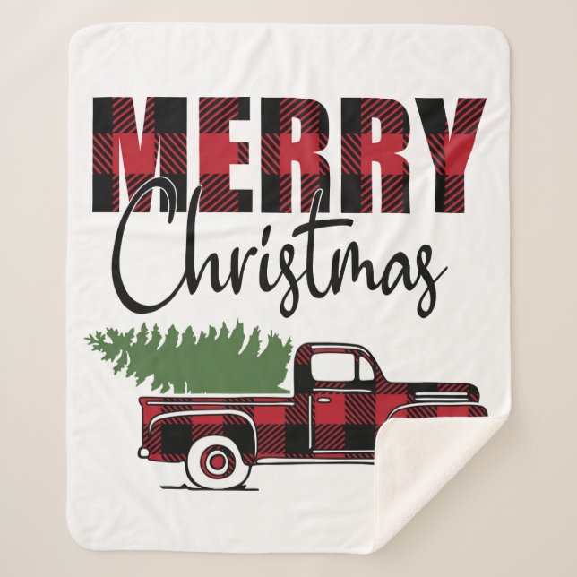 Cobertor Sherpa Feliz Caminhão de Natal (Frente)