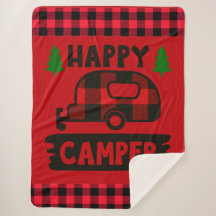 Feliz Camper Red Buffalo Xadrez Sherpa Blanket