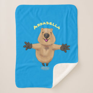 Cobertor Sherpa Feliz design de desenho de quokka