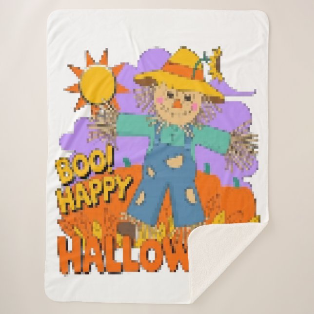 Cobertor Sherpa Feliz Halloween menino  (Frente)