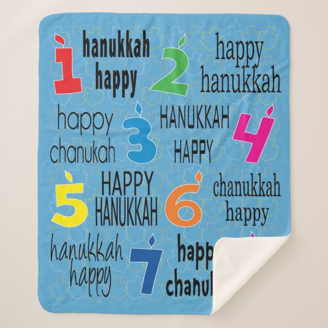 Cobertor Sherpa Feliz Hanukkah Sherpa Dreidels Blanket/Médio (Frente)